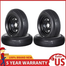 4-pack Trailer Tire Rims St20575d15 6-ply Black Wheels Load Range C 5 Lug 4.5