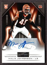 2018 Panini Playbook Football Card Rookie Signature AUTO #171 Malik Jefferson. rookie card picture