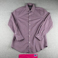 Tommy Hilfiger Shirt 16 Large Red Blue Check Slim Fit Button Up Long Sleeve Mens