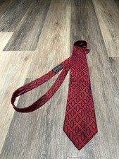 Burberrys Of London Red And Navy Full Length Silk Neck Tie