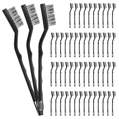 60 Pcs Mini Wire Brush Set Stainless Steel Wire Bristle Scratch Brush Small M...