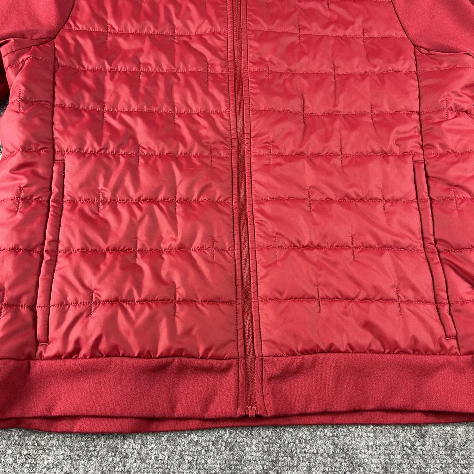 Jaqueta Nike Therma-Fit Feminina Grande Vermelha Corrida Acolchoada Zíper Completo Trem Atlético - Imagem 3 de 4