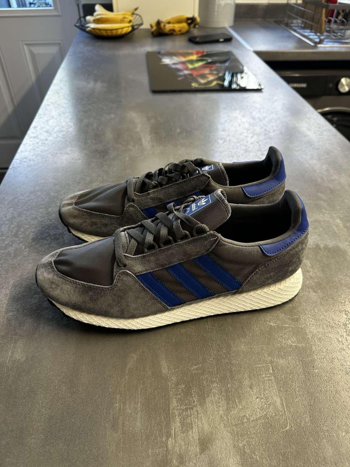 Retro Adidas Oregon Zapatillas Reino Unido 10 Gris Azul Blanco Forest Grove Zapatos para Correr