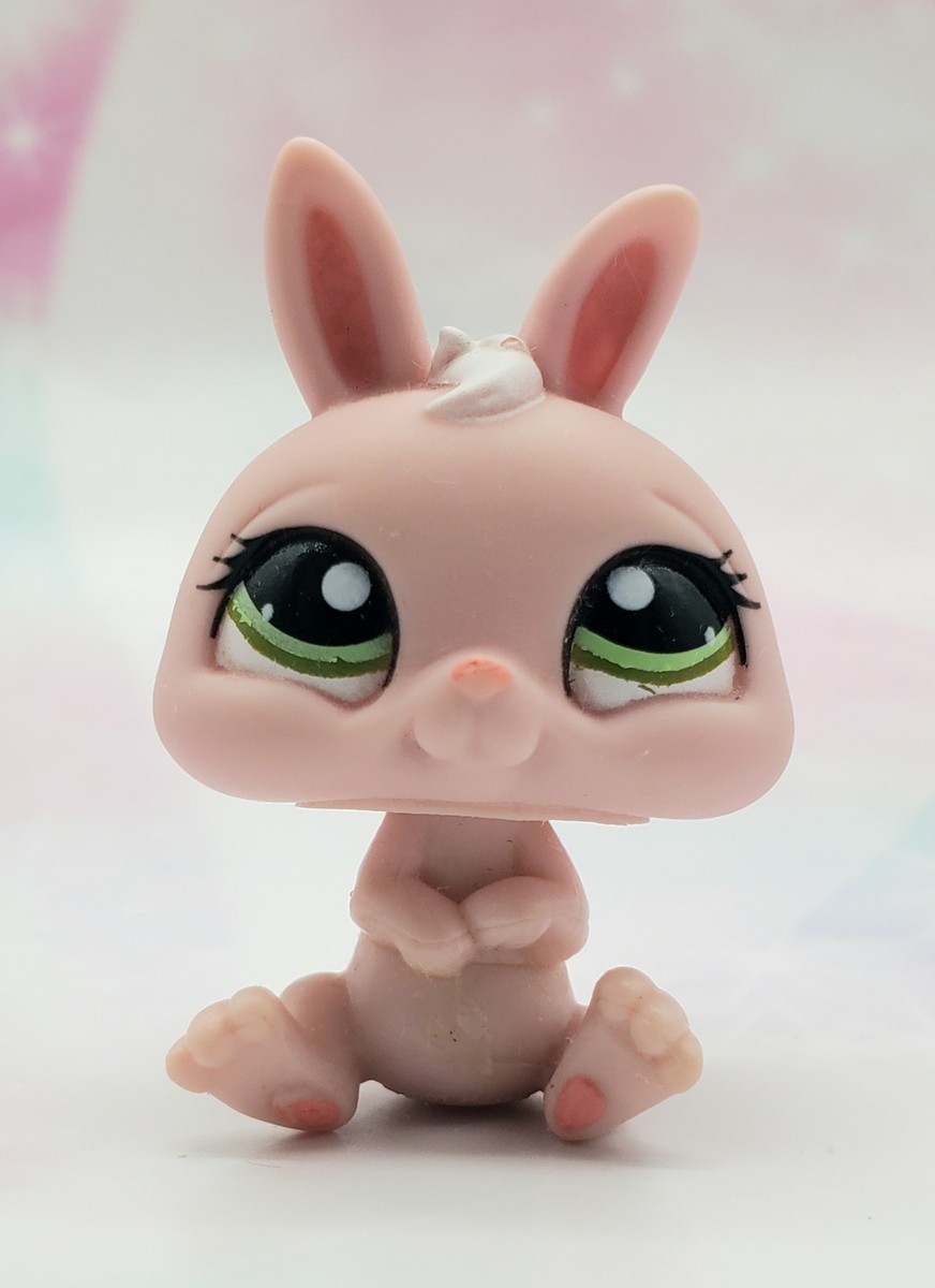 littlest pet shop うさぎ Littlest Pet Shop Authentic # 1094 Pink White Sitting Rabbit Green