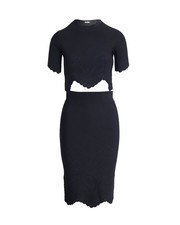 Alexander Mcqueen Scalloped Hem Skirt And Top Set In  Viscose Women Black Size