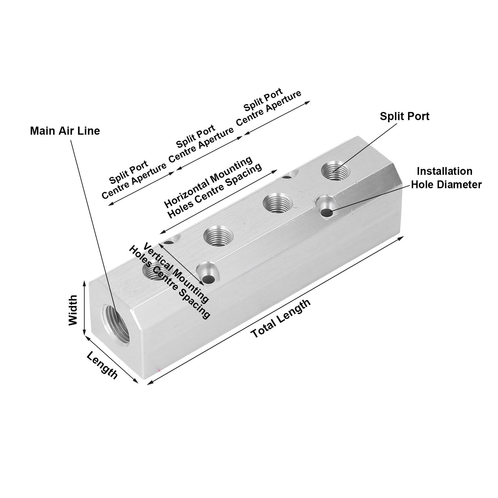 Air Manifold G1/2 Inlet Pneumatic Block No Leakage For Distribution