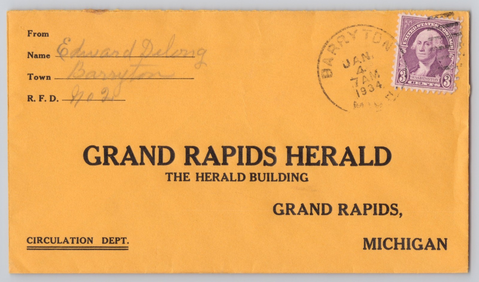 Grand Rapids, Michigan Herald Building, , 1934 Grand Rapids Herald 3c