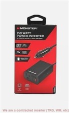 Monster 150Watt Power Inverter with Dual Port USB 20W USB-C, QC 3.0 USB-A