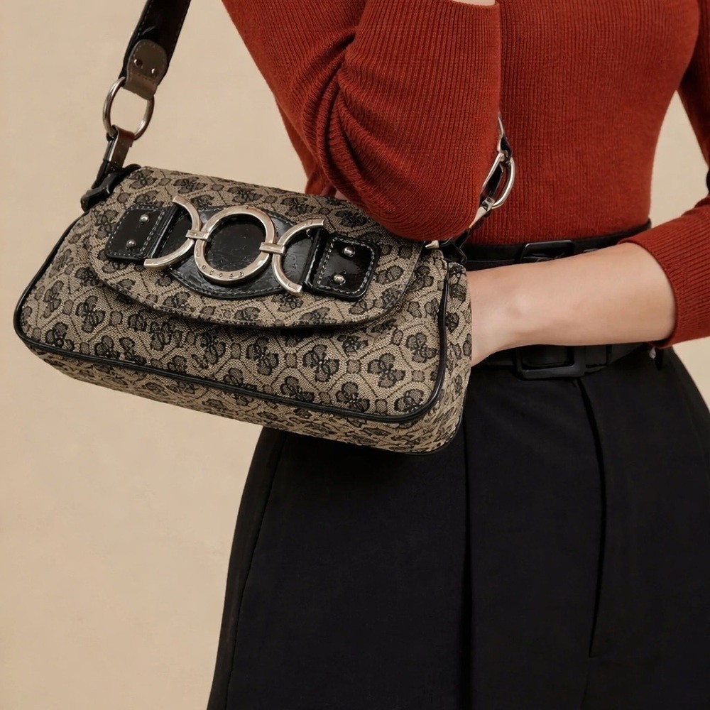 Guess Black and Gray Monogram Shoulder Bag — image 11