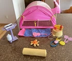 Vintage Barbie Tent With Campfire, Grill and 14 Accessories
