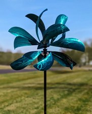 Turquoise Luminous Montana - 30" Wind Spinner, Lawn Art, Garden Decor, Kinetic Y