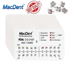 10Packs MacDent Dental Orthodontic Brackets Braces Metal Mini Roth.022 Hooks 345