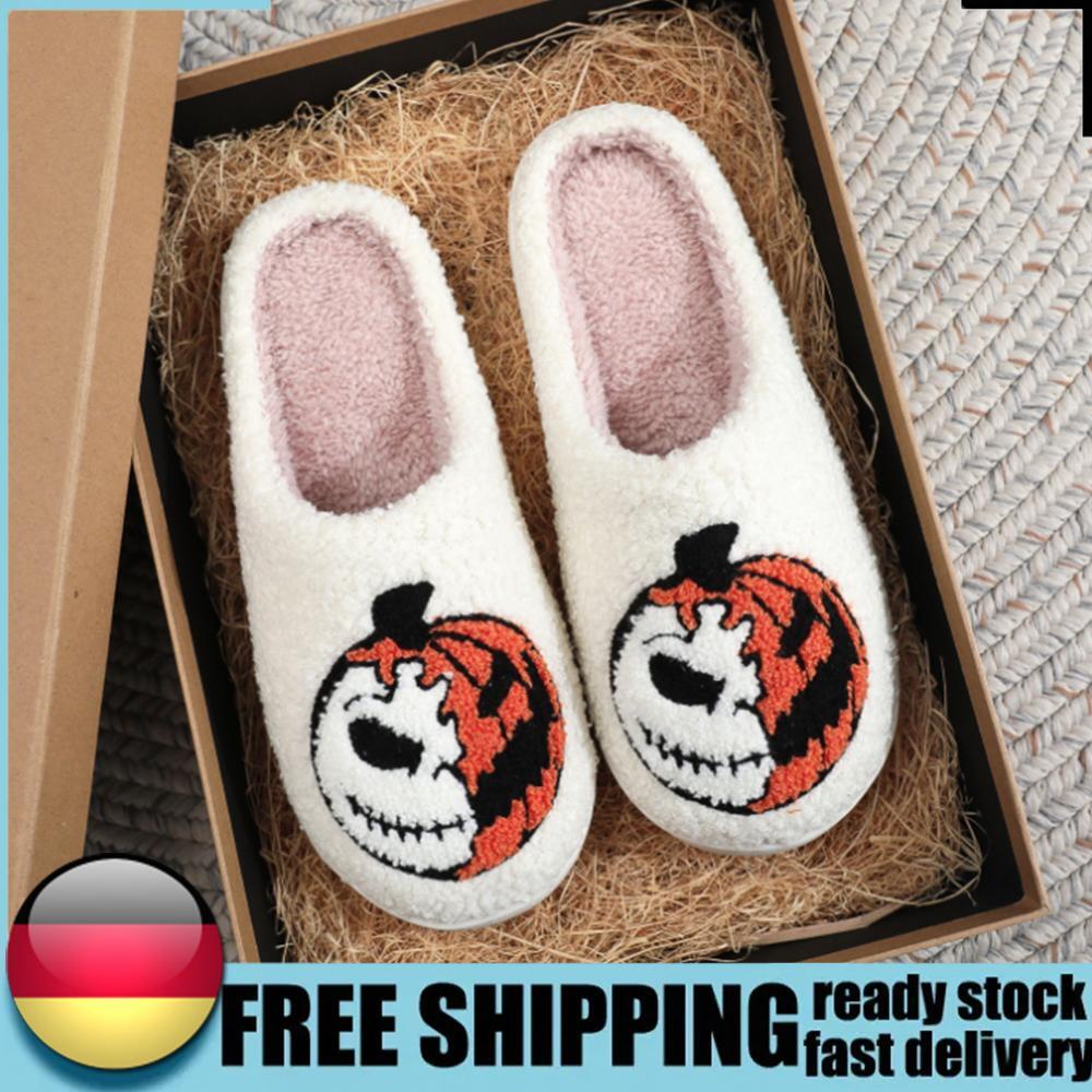 APL Halloween zucca peluche pantofole morbide pelose comode carine per inverno