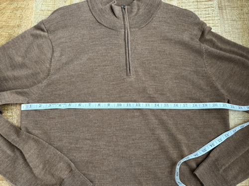 Maglione pullover Magaschoni uomo 1/4 zip lana marrone manica lunga silenzioso lusso - Foto 7 di 9