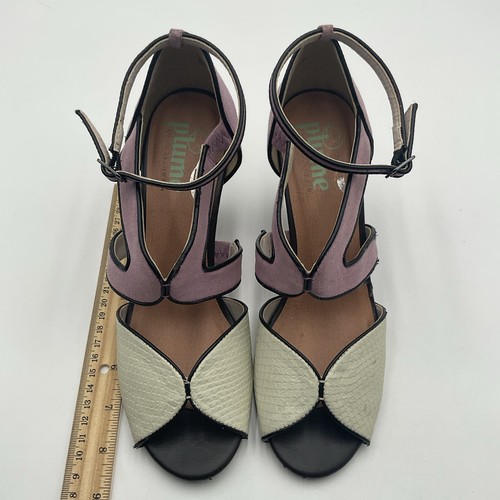 Faryl Robin heels women's size 7.5 Purple Suede Plume adjustable - Picture 16 of 21