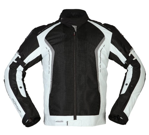Herren Motorrad Jacke S - Modeka Khao Air wasserdicht - schwarz-hellgrau
