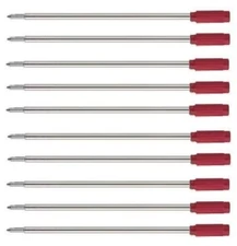 10 Cross Style Ballpoint Pen Refills, RED INK, Medium Point, Smooth Flow Ink