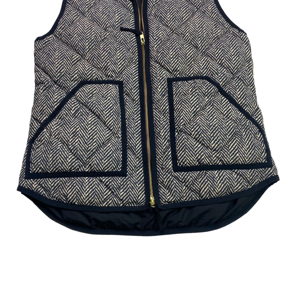 J. Chaleco acolchado Crew relleno acolchado para mujer talla XS estampado de espiga cremallera Foto 4 de 4