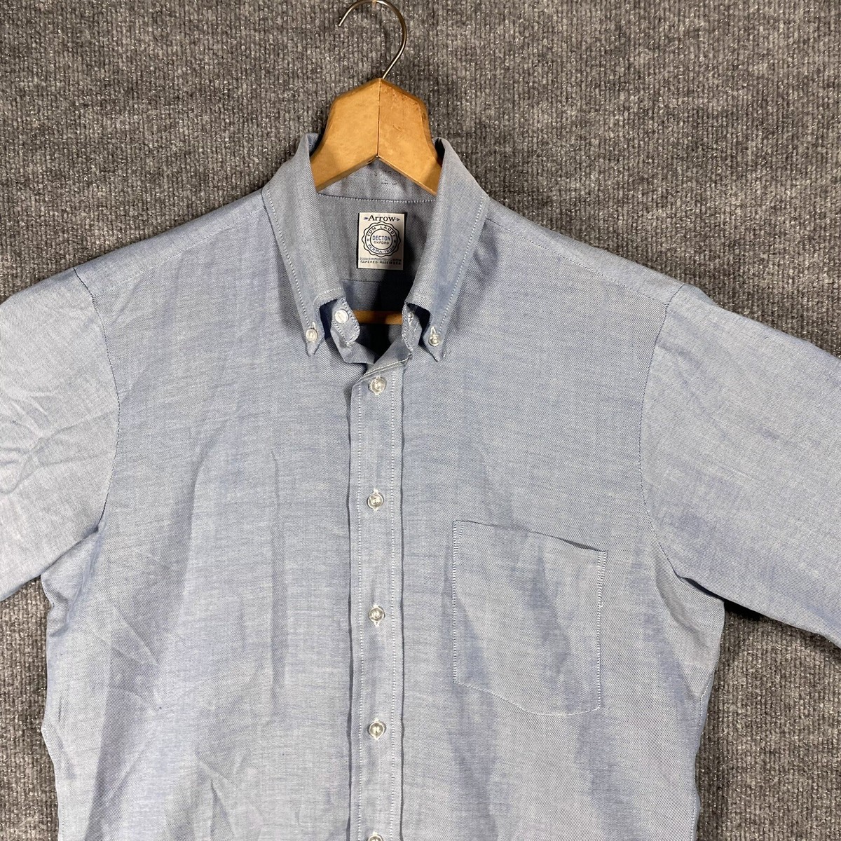 VINTAGE 60s Arrow Cum Laude Decton Oxford Shirt Size Medium Blue
