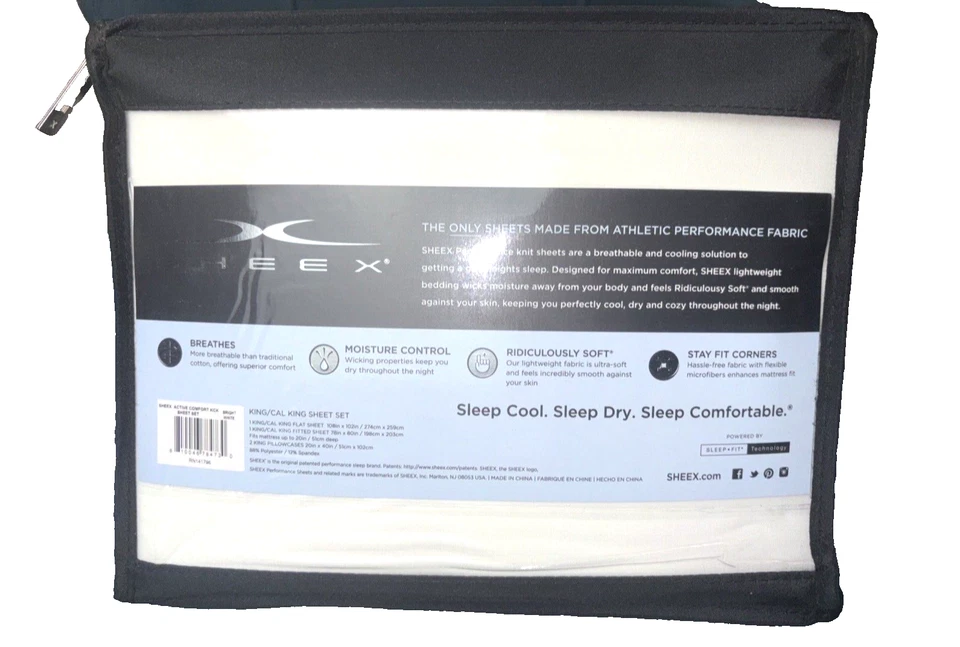 Juego de sábanas Sheex Active Comfort Performance Cooling 4 piezas blancas King/Cal King Foto 4 de 4