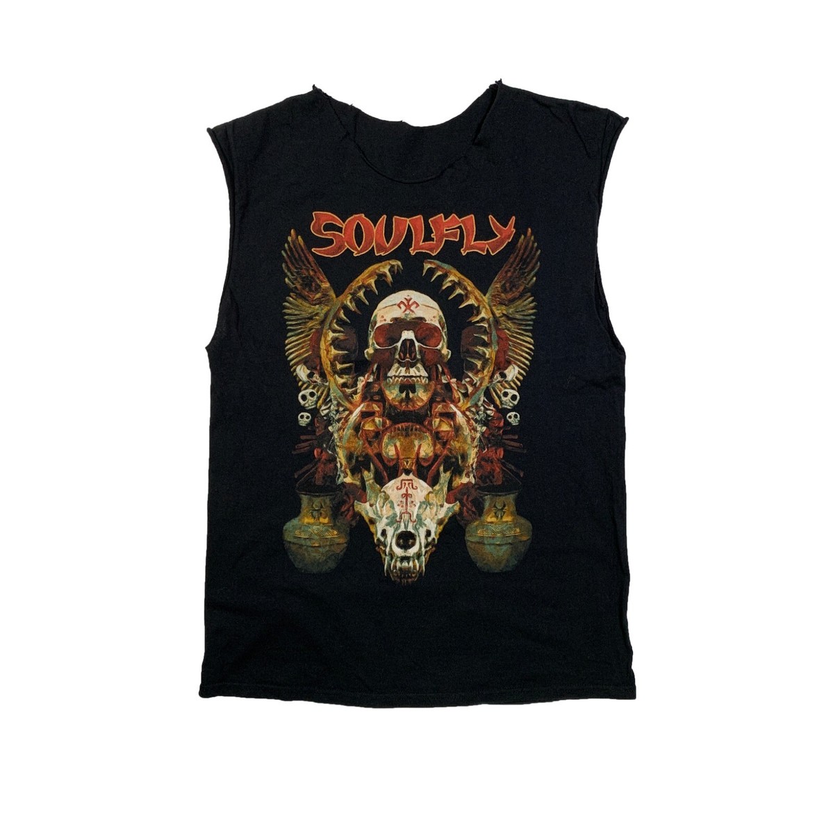 Vintage Soulfly Tank Top T-shirt Groove Thrash Metal Band Black