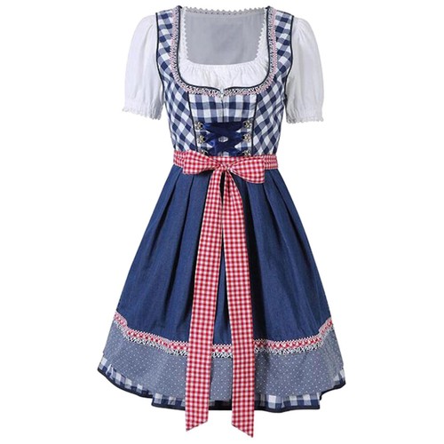 Women Dirndl Dress German Oktoberfest Bavarian Beer Wench Costume Maid Festival - Picture 8 of 11