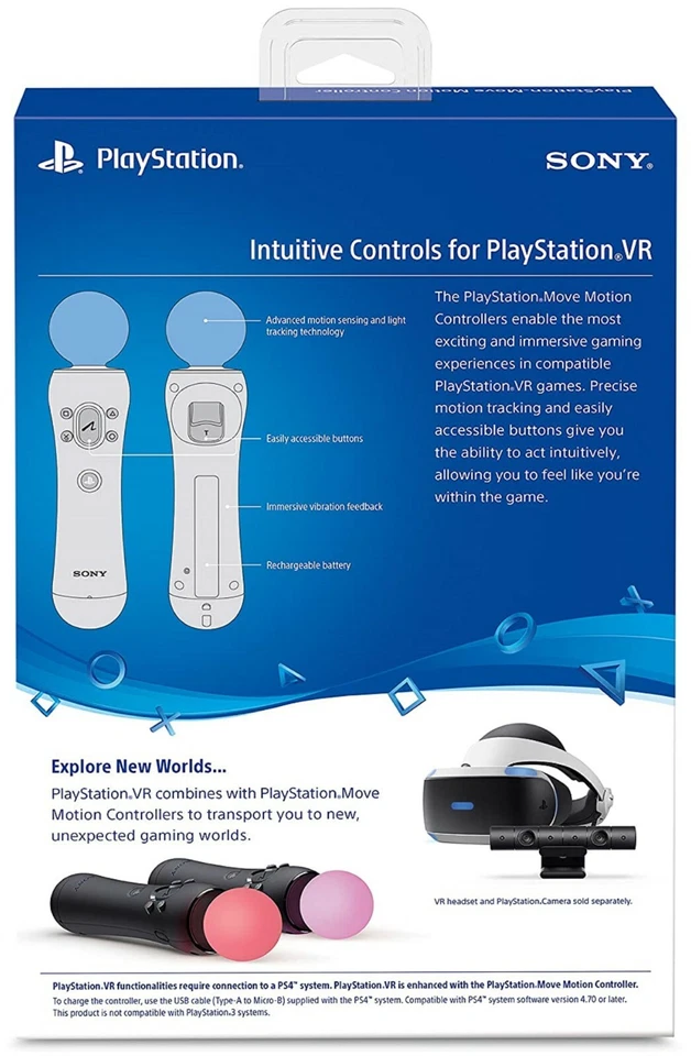NEW Sony PlayStation Move Motion Controllers (2-Pack) – PS4/PS VR Compatible – S - Image 4 of 4