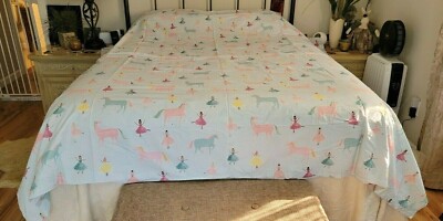 Pottery Barn Kids WINDSOR UNICORN BALLERINA DANCERS FULL/QUEEN Duvet NWOT #74
