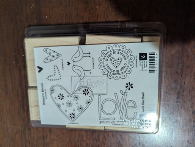 Stampin' Up! Set of 6 Wooden Unmounted Rubber Stamps Stamping ''Love You Much''