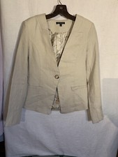 Linen Long Sleeve Button Front Blazer Jacket Size Small