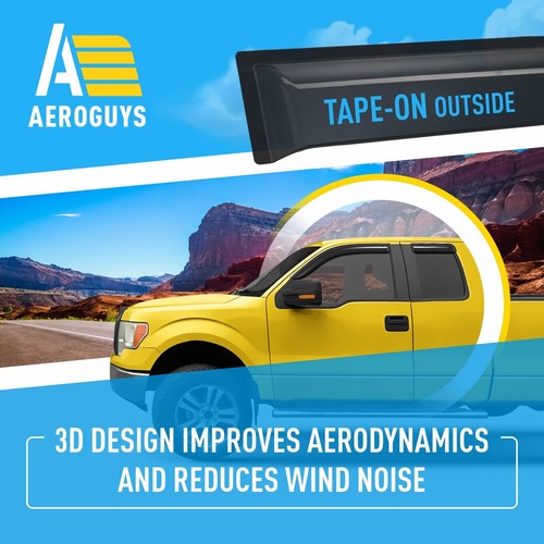 Rain Guards Vent Visors Shade for 2004-2014 Ford F-150 SuperCab - Picture 6 of 9