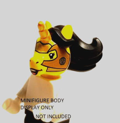 LEGO Minifigure Gold Unicorn Head with horn and Armor Horse Head Fantasy  Animal