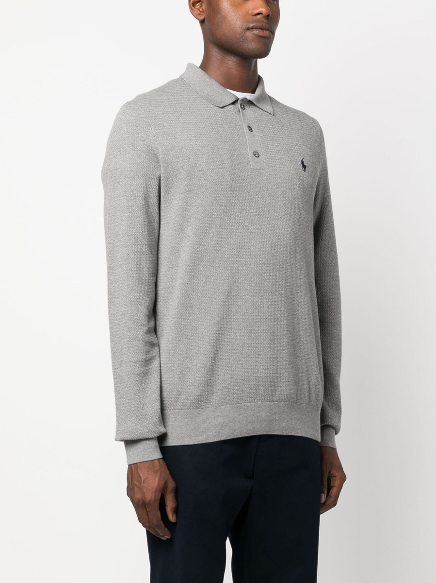 Polo Ralph Lauren L114713 Grey Heather the Luxe Knit LS Polo