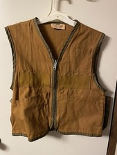 Vtg Saf-T-Bak Hunting Shooting Vest Duck Canvas Game Pouch Men's M MADE IN USA