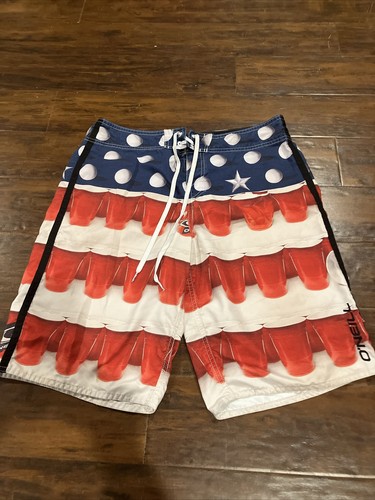 Oneill Solo Cup American Flag Boardshorts Swim Trunks Men Size 34