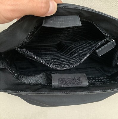 Authentic PRADA | Borsa in Tessuto | Black Hobo Bag with Clear