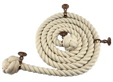 24mm Natural Cotton Bannister Handrail Stair Rope x 10 FT c/w 4 Copper Fittings