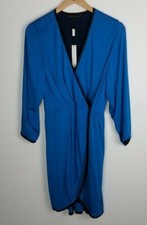 Marc Jacobs Sz. 4 Cobalt Blue Snap & Hook Closure Wrap Dress Tulip Hem L/S NWT