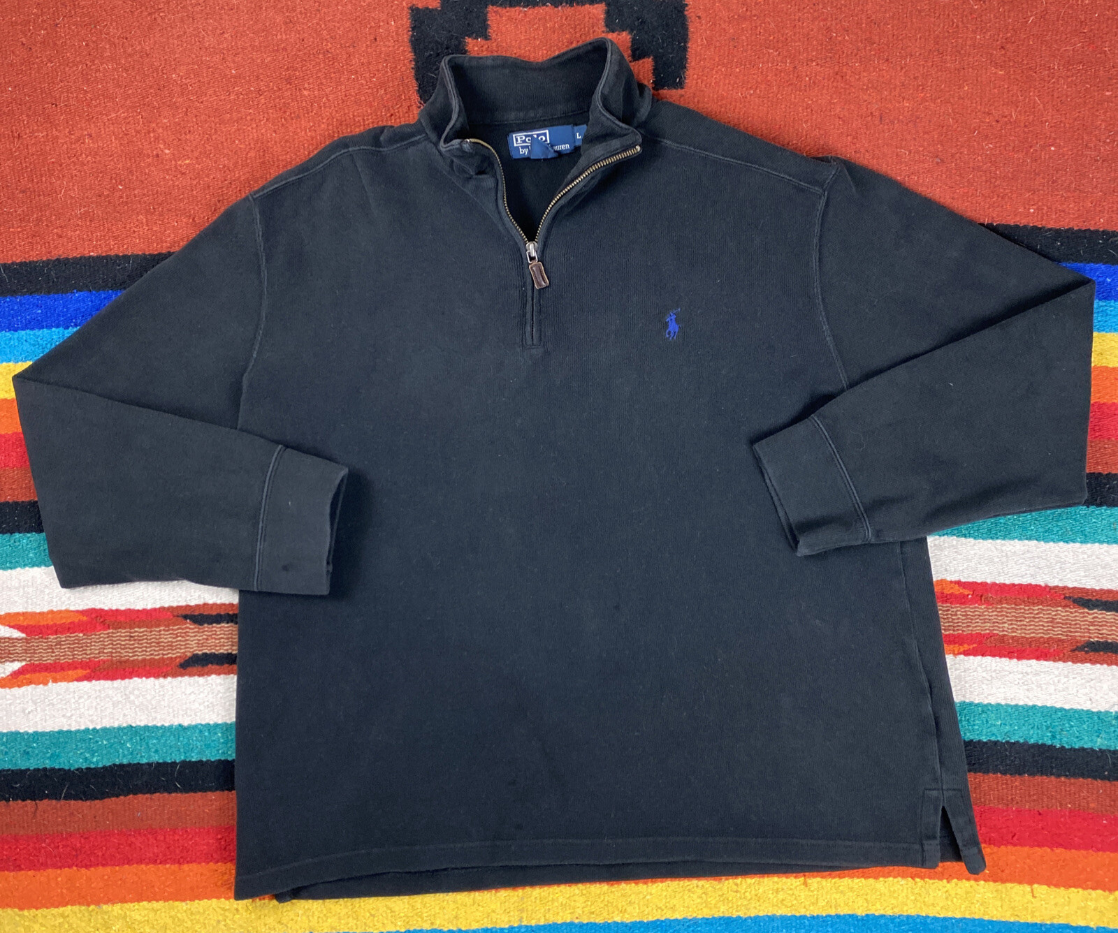 PONY Felpa maglione uomo POLO RALPH LAUREN cotone 1 4 quarto zip Taglia L