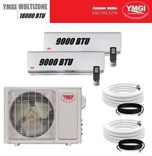 Ymgi 18000 Btu (9k+9k) Two Zone Ductless Mini Split Air Conditioner Heat Pump