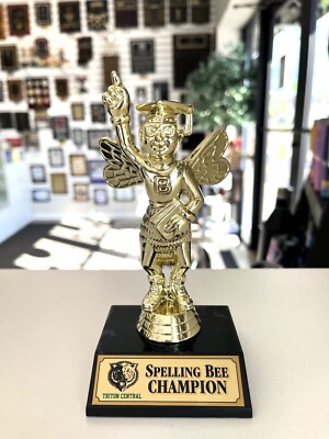 SPELLING BEE TROPHY AWARD FREE LETTERING 6'' TALL FREE LETTERING ^