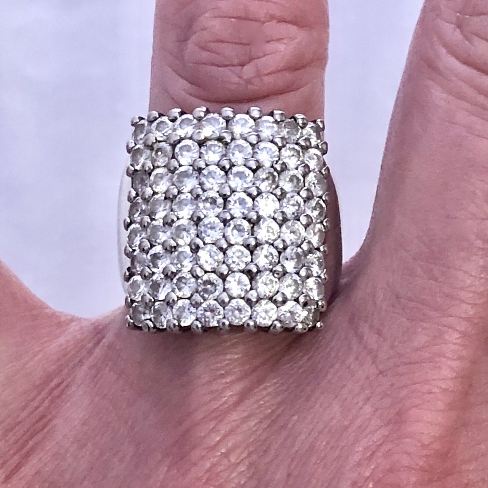 Pave Rhinestone Square Statement Ring Boho Bold R… - image 1