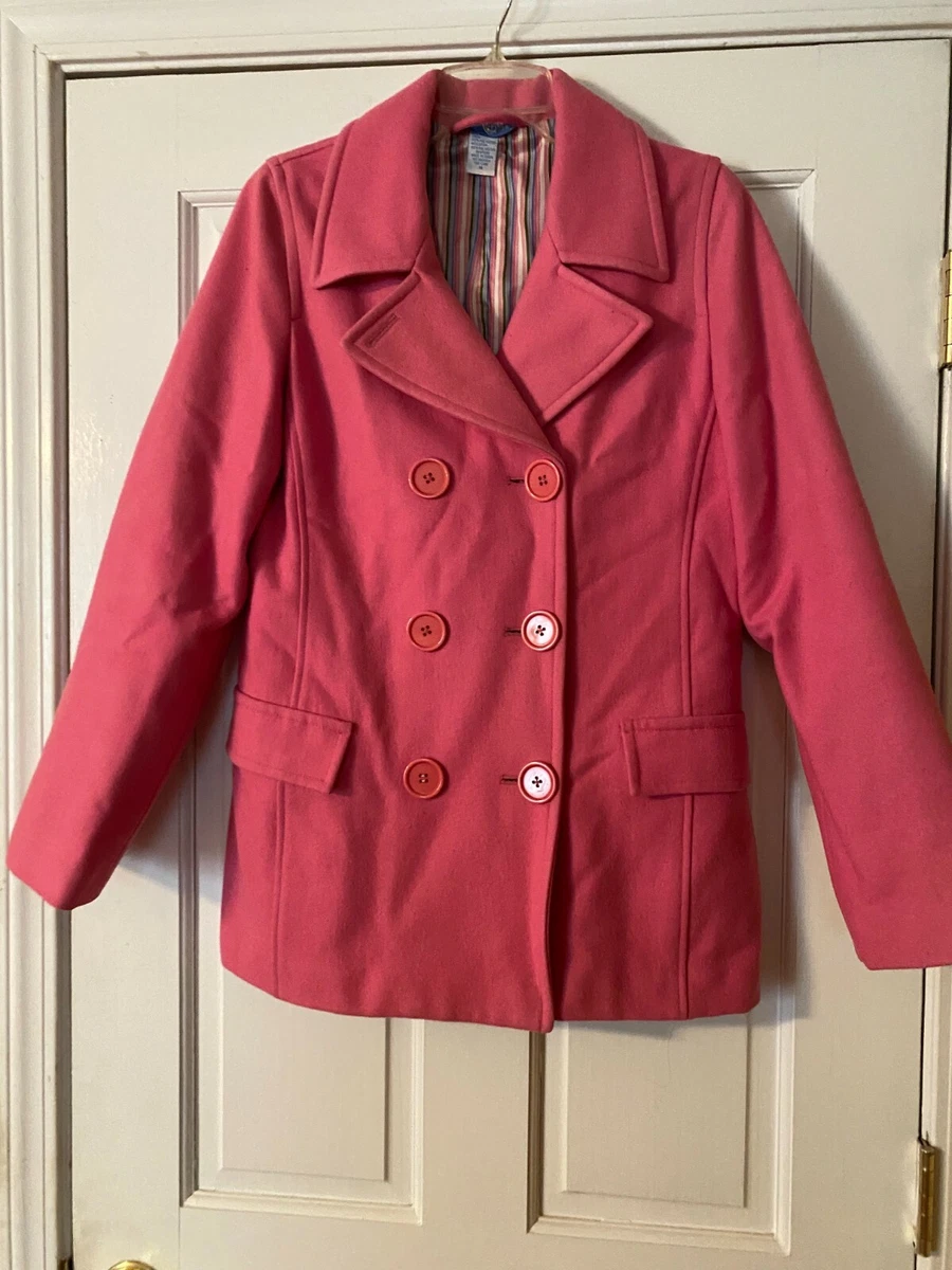 Pink wool shop pea coat