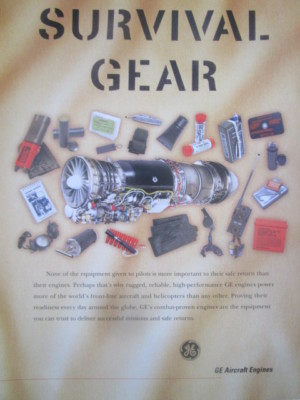 9/1998 PUB GENERAL ELECTRIC AIRCRAFT ENGINE SURVIVAL GEAR PILOT RESCUE AD