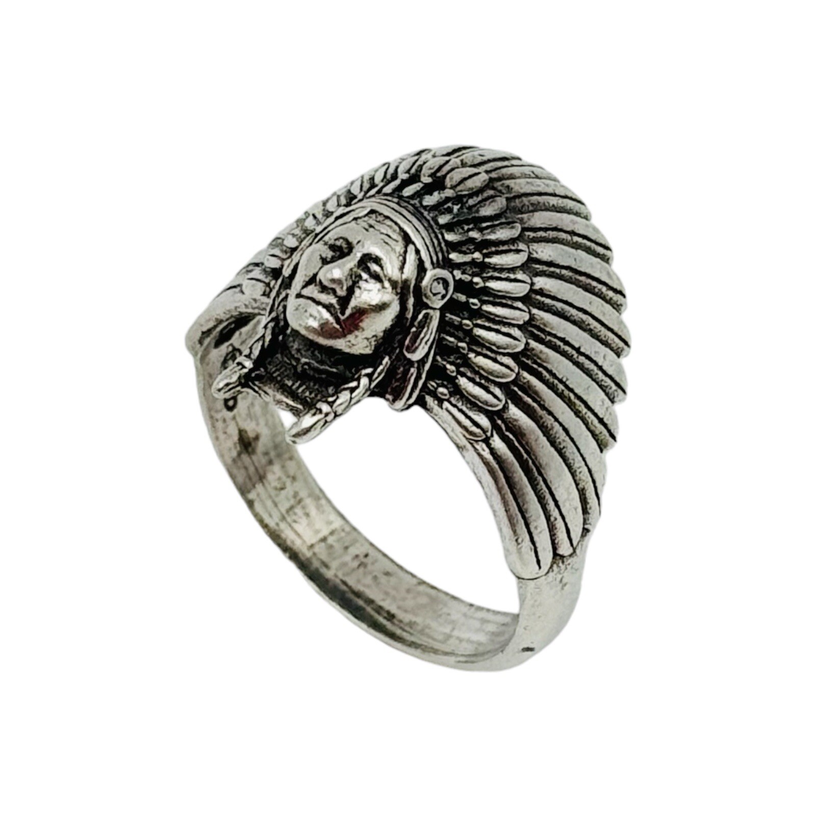 Sterling Silver Native American Indian Chief Ring Size X Marked VINTAGE