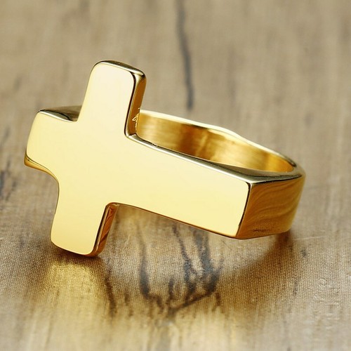 5MM Gold/Silver/Black Cross Band Men's 316L Stainless Steel Party Ring Size 8-12 - Picture 12 of 15