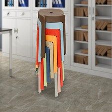 Plastic Stool Counter Kitchen Stools 18'' Set of 4 Backless Stackable Bar Stools