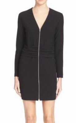 IRO Black Long Sleeve Zip Front Dress - Size 6 US / 38 FR $543