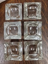 Lot of 6 - Six pc Set Vintage 1.75" Square -  Clear Glass - Salt Cellars