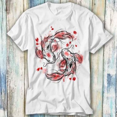  T-Shirt japanisches Koi Fisch Kunst Zeichnen Anime Manga Meme Geschenk Top Unisex 774